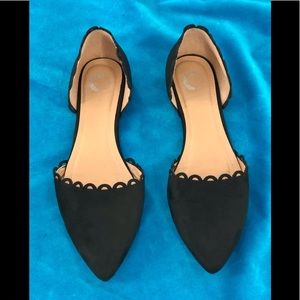 Black Scalloped Edge Flats size 10
